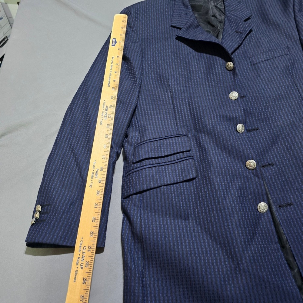 Wool Blazer Mens 42R Navy Blue 5-Button Micro Pattern Made in Canada - Picture 4 of 13